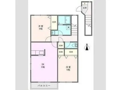 メーリーウィンドJ(2LDK/2階)の間取り写真