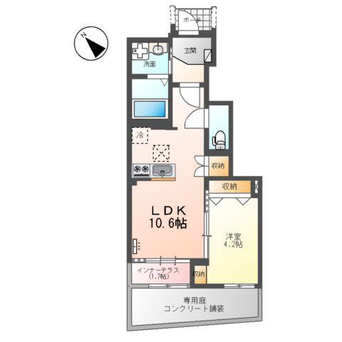 ソラーレ(1LDK/1階)の間取り写真