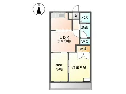 エスポワール柳森(2LDK/2階)の間取り写真