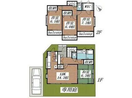 中央本線 西国分寺駅 徒歩10分 2階建 築31年(4LDK)の間取り写真