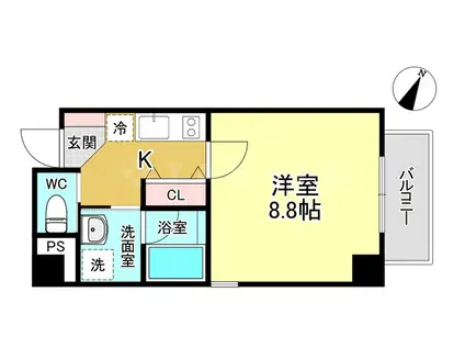 ブロード塚本レジデンス(1K/3階)の間取り写真