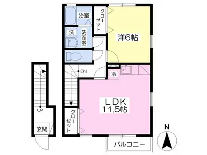 グレイスA(1LDK/2階)の間取り写真