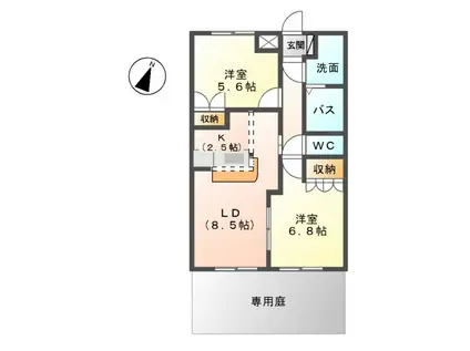 ブリリアント フォーチュン(2LDK/1階)の間取り写真