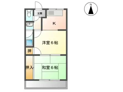 フラワーポリス咲(2K/2階)の間取り写真