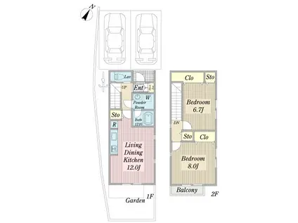 名鉄名古屋本線 有松駅 徒歩6分 2階建 築13年(2LDK)の間取り写真