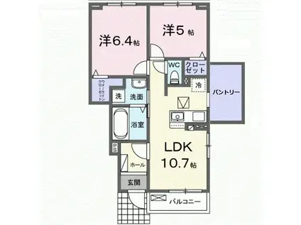 ポルトⅡ(2LDK/1階)の間取り写真