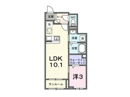 フレッサⅡ(1LDK/1階)の間取り写真