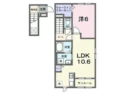 フレッサⅡ(1LDK/2階)の間取り写真