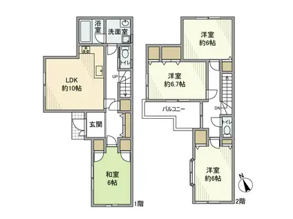 埼玉高速鉄道 鳩ケ谷駅 徒歩9分 2階建 築29年(4LDK)の間取り写真