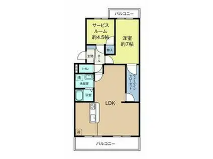 フローラ蜆塚Ⅱ(1SLDK/1階)の間取り写真