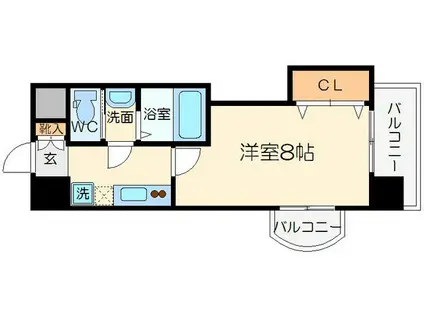 LUXE新大阪イースト2(1K/11階)の間取り写真