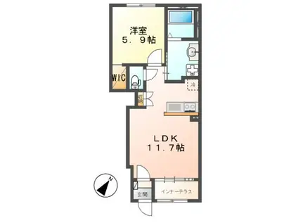 ララルーⅡ(1LDK/1階)の間取り写真