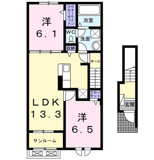 KSヴィレッジ旭A(2LDK/2階)の間取り写真