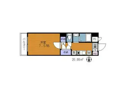 ポーラスター(1K/6階)の間取り写真