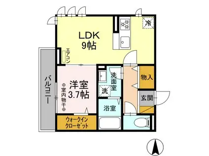 エクセル海神Ⅱ(1LDK/2階)の間取り写真