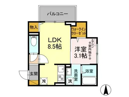 エクセル海神Ⅱ(1LDK/3階)の間取り写真