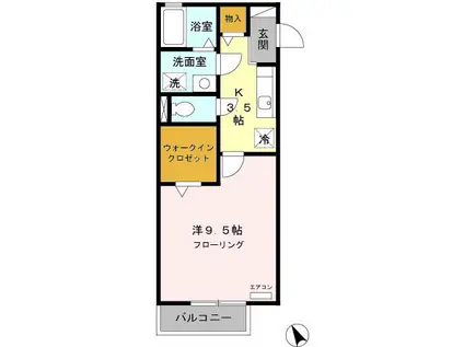 セジュールココペリ(1K/2階)の間取り写真