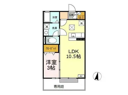 COMODO楠Ⅲ(1LDK/1階)の間取り写真