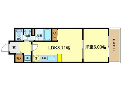 コンソラーレ土佐堀(1LDK/6階)の間取り写真