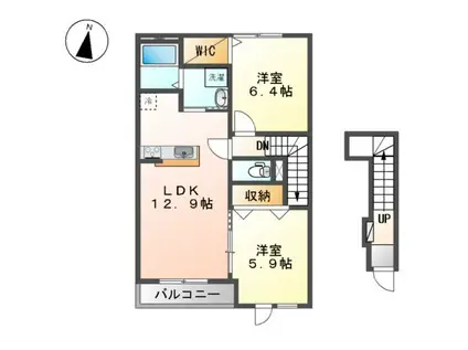 スターブル(2LDK/2階)の間取り写真