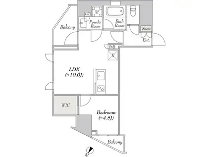ルミーク北品川(1LDK/4階)の間取り写真