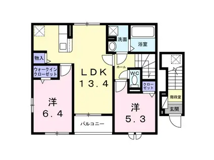 ハウス フェリーチェ Ⅱ(2LDK/2階)の間取り写真