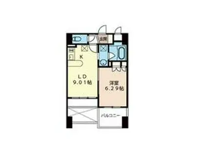 LASANTE静岡鷹匠(1LDK/6階)の間取り写真