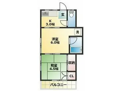 よろこび荘4号棟(2K/2階)の間取り写真