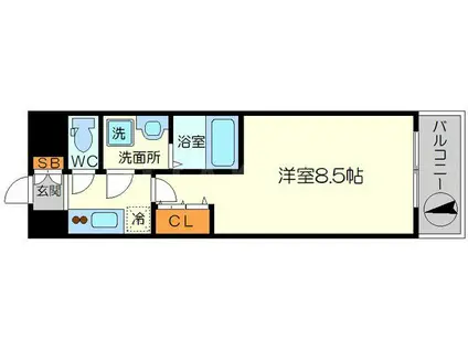 アーバンフラッツ新大阪Ⅱ(1K/9階)の間取り写真