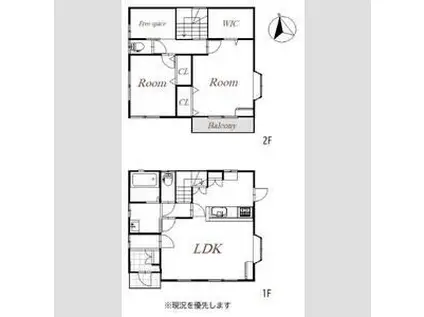 東武伊勢崎・大師線 剛志駅 徒歩42分 2階建 築25年(2SLDK)の間取り写真