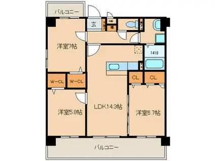 CASAGRANDE(3LDK/3階)の間取り写真