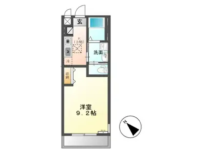 サン・リバレイン(1K/1階)の間取り写真