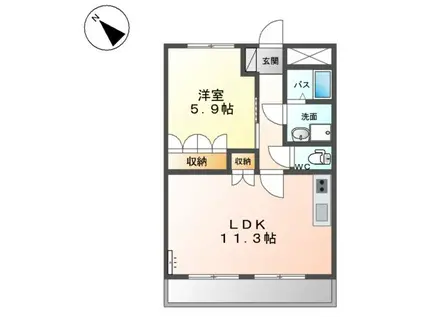 響ガーデンレジデンス(1LDK/2階)の間取り写真