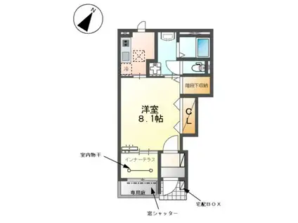 ラ・クレアージュ(1K/1階)の間取り写真