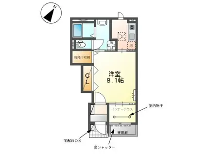 ラ・クレアージュ(1K/1階)の間取り写真