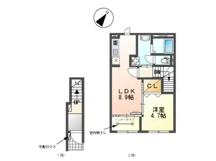 ラ・クレアージュ(1LDK/2階)の間取り写真