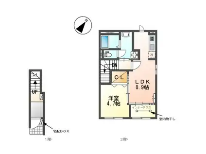 ラ・クレアージュ(1LDK/2階)の間取り写真