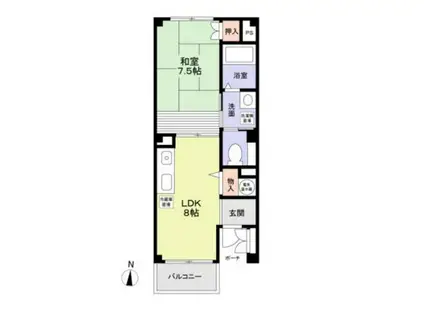 二人司町西ハウスI(1LDK/2階)の間取り写真