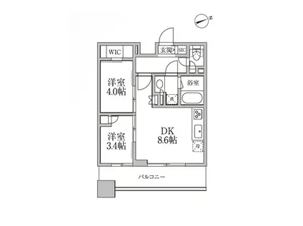 レジディア新御徒町2(2DK/11階)の間取り写真