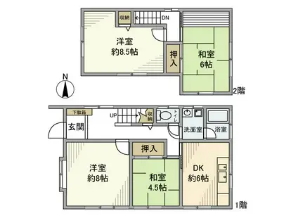 総武・中央緩行線 稲毛駅 徒歩23分 2階建 築53年(4DK)の間取り写真