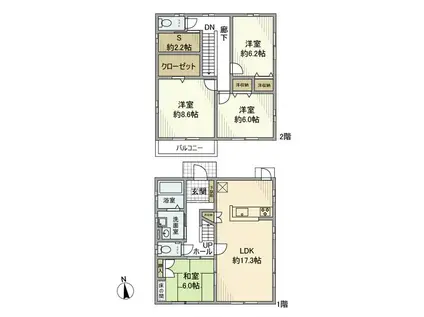 伊勢鉄道 中瀬古駅 徒歩15分 2階建 築22年(4SLDK)の間取り写真