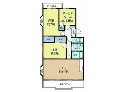 フローラ蜆塚Ⅲ(2SLDK/1階)の間取り写真