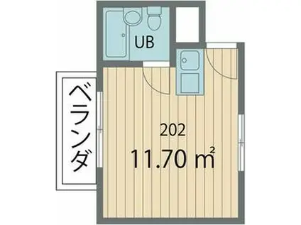 ポルシェ世田谷駒沢A棟・B棟(ワンルーム/2階)の間取り写真