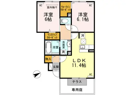 TNアルテミスⅡ(2LDK/1階)の間取り写真