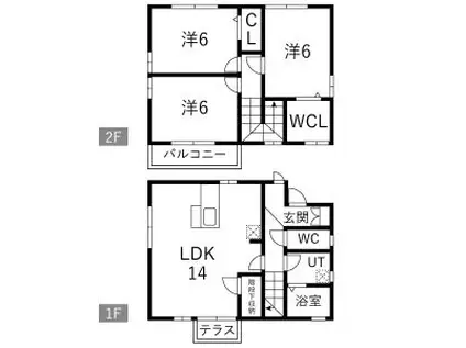 豊橋鉄道渥美線 柳生橋駅 徒歩30分 2階建 築15年(3LDK)の間取り写真