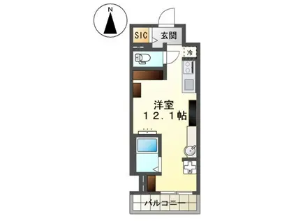 宇都宮市東宿郷 マンション工事(ワンルーム/9階)の間取り写真