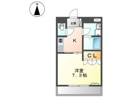 フルールYRⅡ(1K/2階)の間取り写真