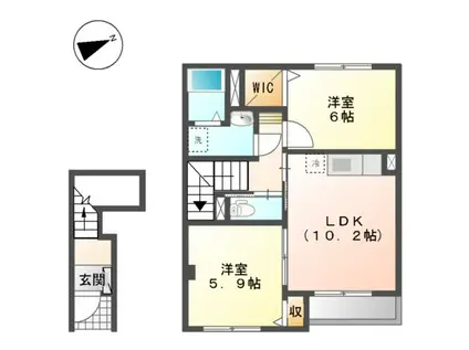 GRAND PURE(2LDK/2階)の間取り写真