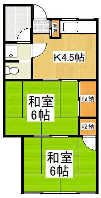 橘ハイツ(2K/1階)の間取り写真