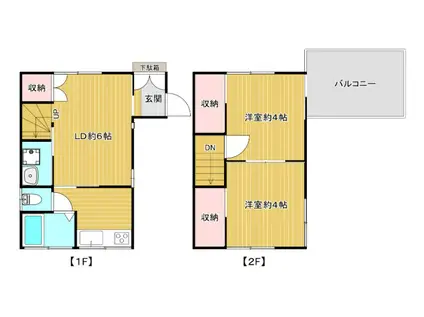 東京都新宿線 東大島駅 徒歩23分 2階建 築54年(3K)の間取り写真